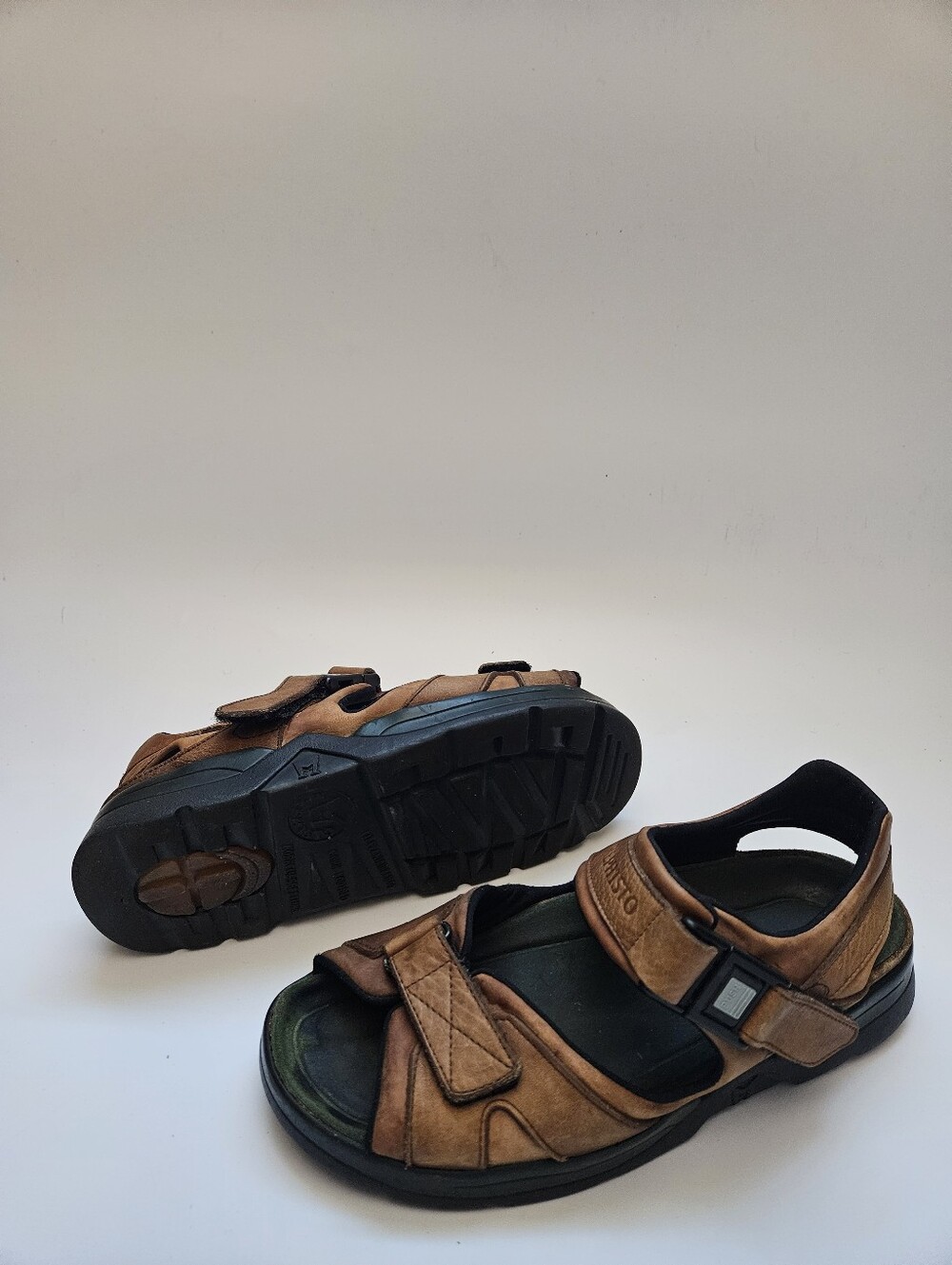 Mephisto Shark Fit Mens Sandals Size US10 Tan Beige Leather Outdoors